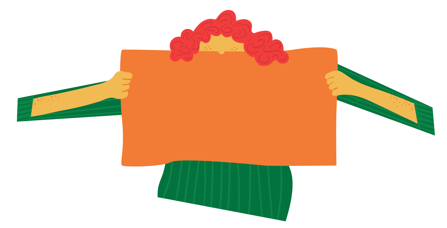 Illustration of a person holding a sign